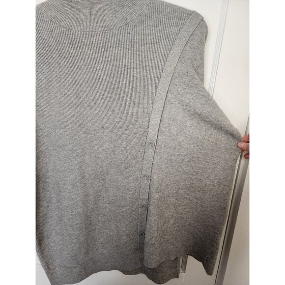 Halogen Sweater Womens XL Gray Mock Neck Ribbed Button Detail - Picture 4 of 5